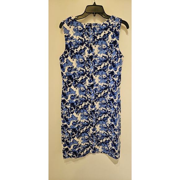 Chadwicks of Boston Sleeveless Sheath Dress Size 10 Blue White Floral Print - Picture 3 of 6